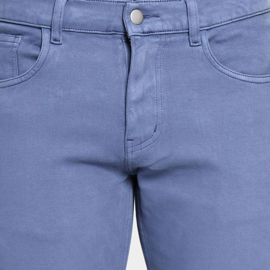 Men's Slim Fit Casual Trousers , मध्यम नीला, large image number null